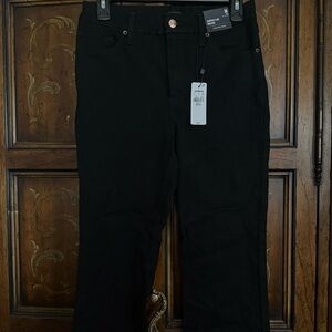 Express High Waisted Black Cropped Flared Jeans